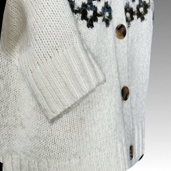 OLD NAVY Fair Isle Cardigan Crew Neck Button Front Sweater Cream Multi Small - Picture 4 of 11